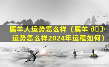 属羊人运势怎么样（属羊 🌷 运势怎么样2024年运程如何）